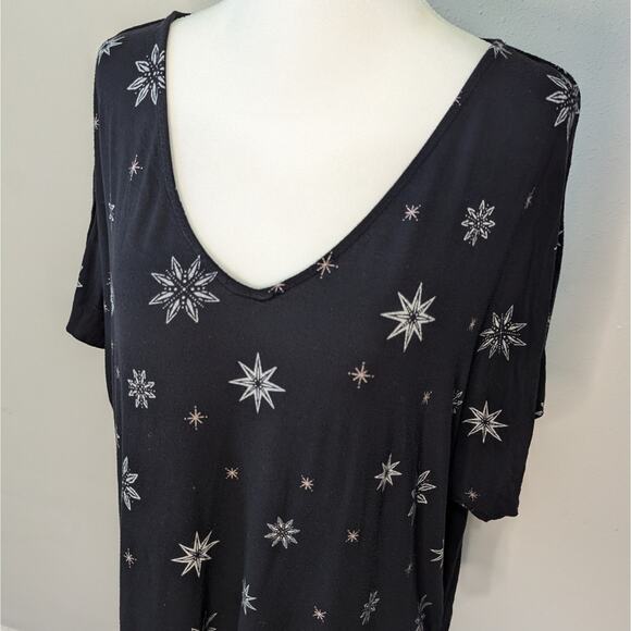 Soma Black & White Starburst Relaxed Fit Cool Nights Scoop Neck Sleep Shirt Med - Picture 2 of 8